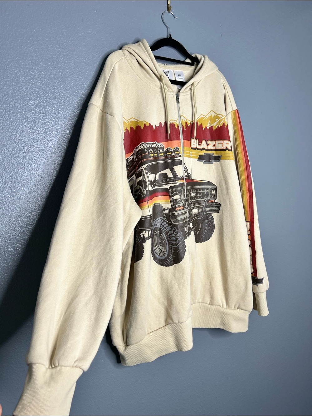 Blazer Cream Graphic Zip-Up Hoodie xxl